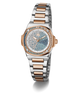 Gc Coussin Shape Mini Small Size Metal watch with rose gold and silver band on a white background