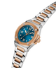 Gc Coussin Shape Mini Small Size Metal Two-tone watch with blue dial and rose gold accents on a white background lifestyle