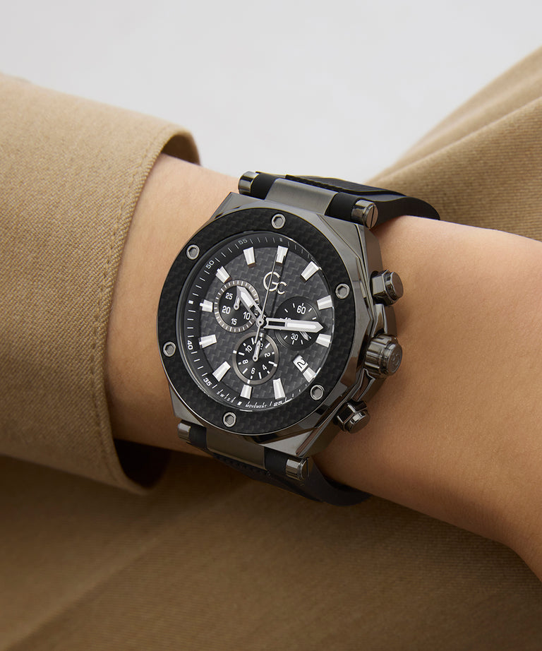Gc Legacy Chrono Silicone watch on a wrist with a neutral background