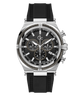 Gc IronClass Chrono Silicone watch with silver case and black rubber strap on a white background