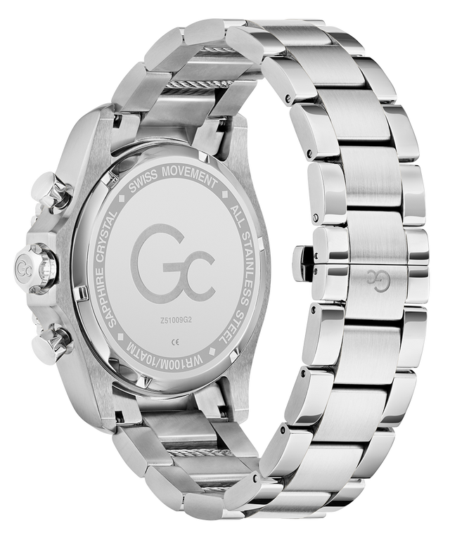 Gc SpeedRacer Chrono Metal Silver watch with detailed design on a white background