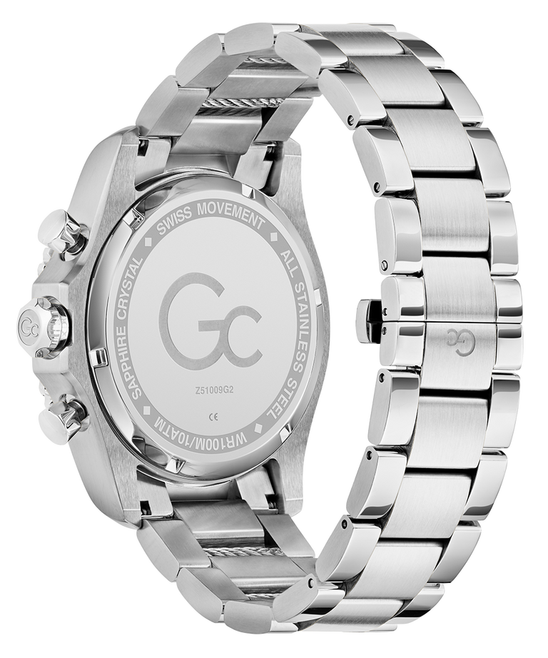 Gc SpeedRacer Chrono Metal Silver watch with detailed design on a white background