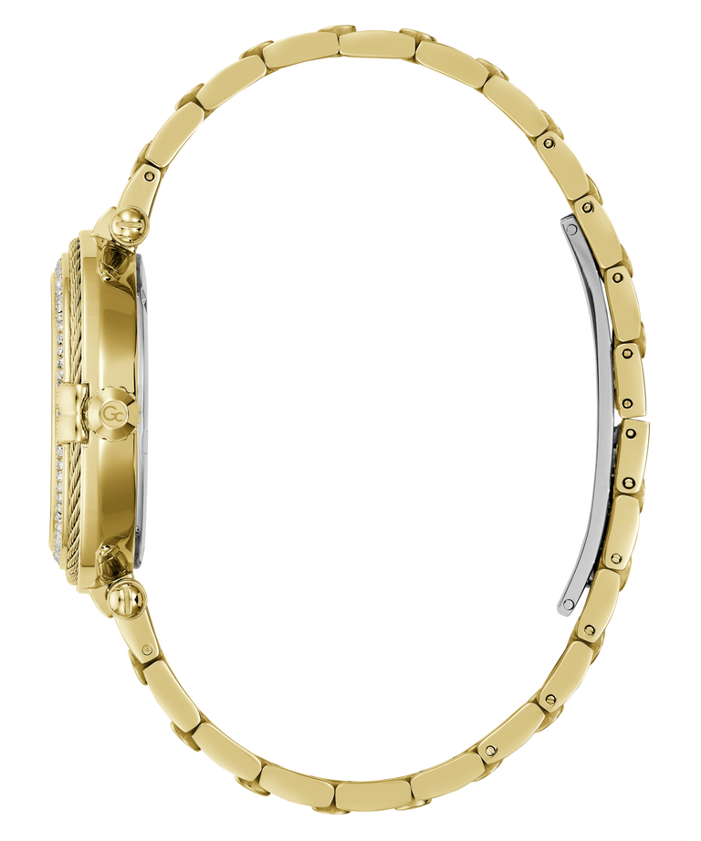 Gold Gc Vogue Cable Mid Size Metal watch with detailed case on a white background