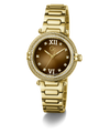 Gold Gc Vogue Cable Mid Size Metal wristwatch with a brown dial on a white background