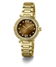 Gold Gc Vogue Cable Mid Size Metal wristwatch with a brown dial on a white background