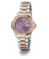 Gc Bolt Lady Mid Size Metal Two-tone watch with a purple face on a white background