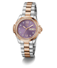 Gc Bolt Lady Mid Size Metal Two-tone watch with a purple face on a white background