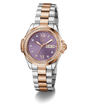 Gc Bolt Lady Mid Size Metal Two-tone watch with a purple face on a white background