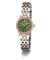 Gc Gleam Mini Small Size Metal Two-tone watch with a green face on a white background