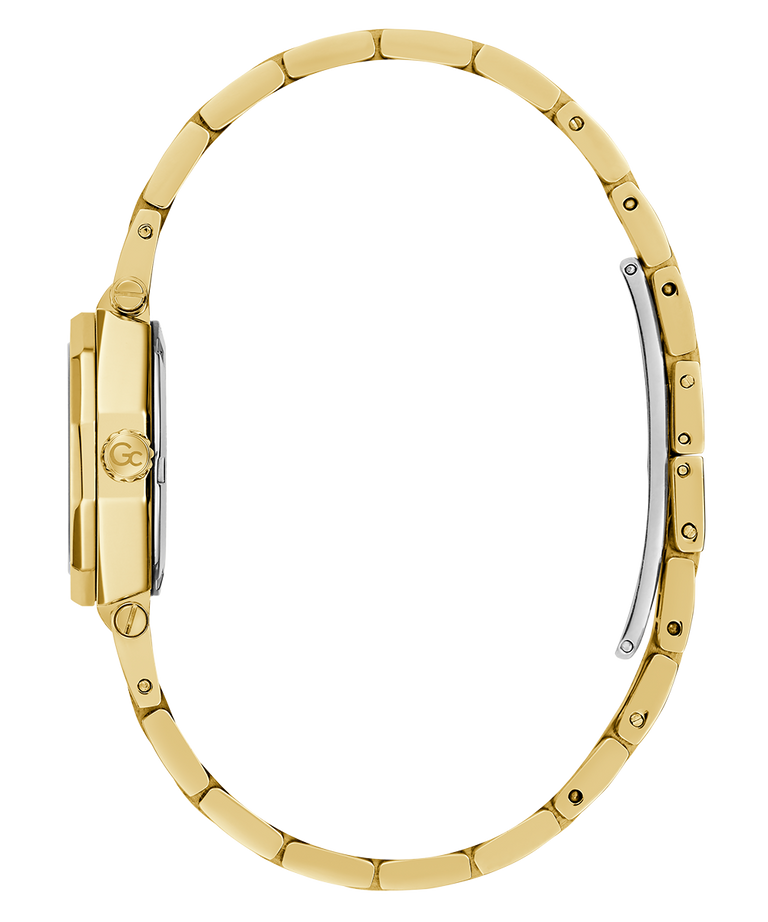 Side of Gold watch with a white background