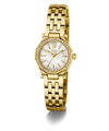 Gc Gleam Mini Small Size Metal Gold wristwatch with a white face on a white background