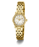 Gc Gleam Mini Small Size Metal Gold wristwatch with a white face on a white background