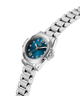 Gc Bolt Lady Mini Small Size Metal Silver watch with a blue dial on a white background lifestyle