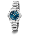 Gc Bolt Lady Mini Small Size Metal Silver watch with a blue dial on a white background