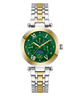Gc TopChic Large Size Metal Two-tone watch with green face and gold accents on a white background