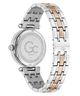 Two-tone Gc TopChic Mid Size Metal watch with silver and rose gold band on a white background