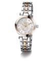 Two-tone Gc TopChic Mid Size Metal watch with silver and rose gold band on a white background