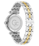Two-tone silver and gold Gc TopChic Mid Size Metal watch with 'GC' branding on a white background