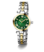 Two-tone Gc TopChic Mid Size Metal watch with green face and gold accents on a white background