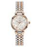 Gc Allure Mid Size Metal Two-tone watch with rose gold and silver bracelet on a white background