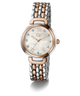 Gc Allure Mid Size Metal Two-tone watch with rose gold and silver band on a white background