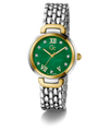 Gc Allure Mid Size Metal Watch with green dial and gold accents on a white background