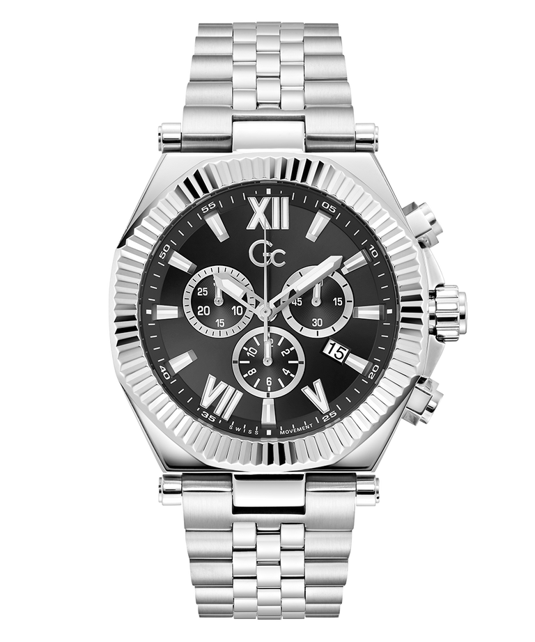Gc Atlas Chrono Metal watch with a black face on a white background