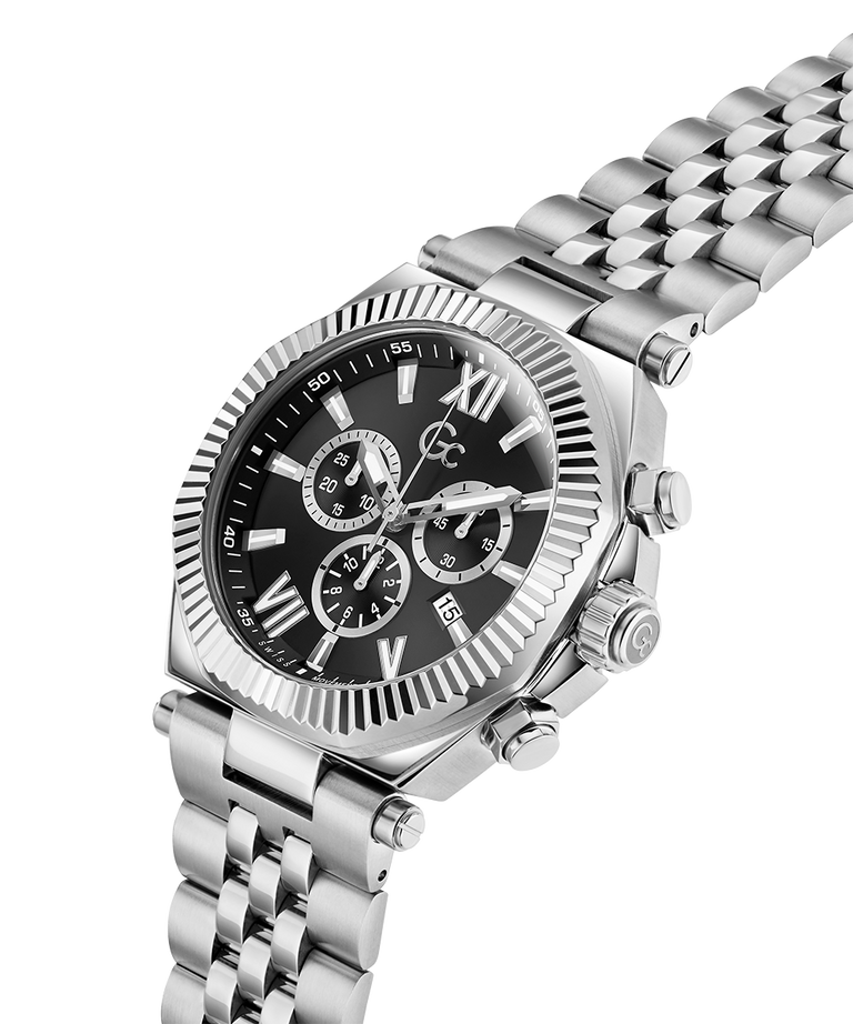 Gc Atlas Chrono Metal watch with a black face on a white background lifestyle