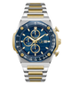 Gc IdolSport Chrono Metal watch with blue face, gold accents, and silver band on a white background