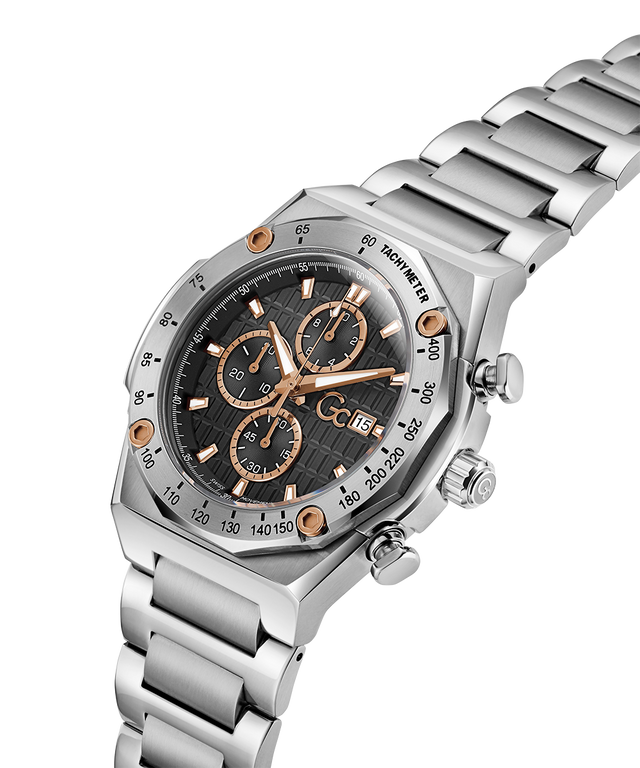 Gc IdolSport Chrono Metal watch with a detailed face on a white background lifestyle