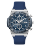 Gc IdolSport Chrono Silicone Blue watch with silver accents on a white background