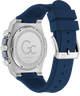 Gc IdolSport Chrono Silicone Blue watch with silver case and detailed back design on a white background
