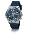 Gc IdolSport Chrono Silicone watch with blue strap and silver case on a white background