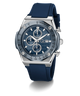 Gc IdolSport Chrono Silicone watch with blue strap and silver case on a white background