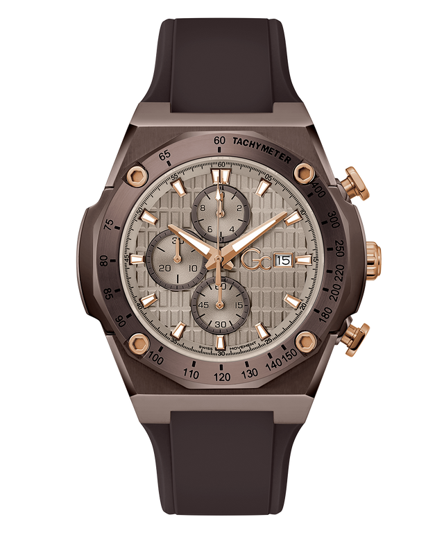 Gc IdolSport Chrono Silicone watch with detailed face on a white background