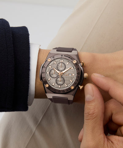 Gc IdolSport Chrono Silicone watch on a person's wrist with a neutral background