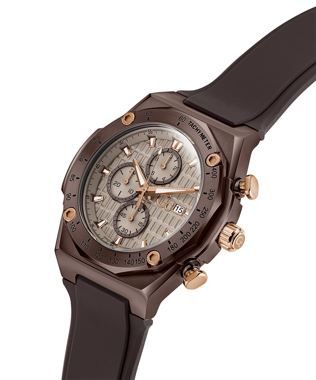 Gc IdolSport Chrono Silicone watch with a detailed face on a white background lifestyle