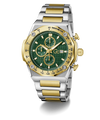 Two-tone Gc IdolSport Chrono Metal with green face and gold accents on a white background