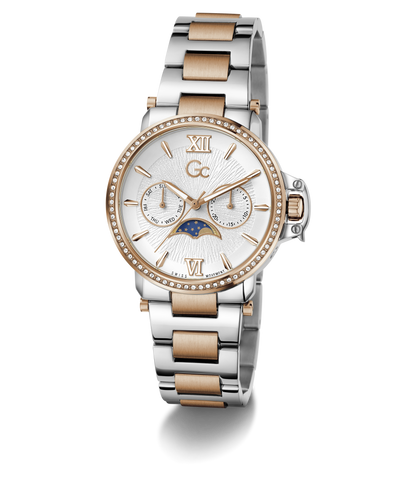 Two-tone Gc MoonChic Large Size Metal with a detailed face on a white background