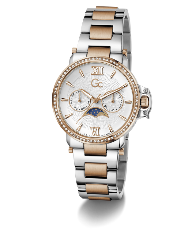 Two-tone Gc MoonChic Large Size Metal with a detailed face on a white background