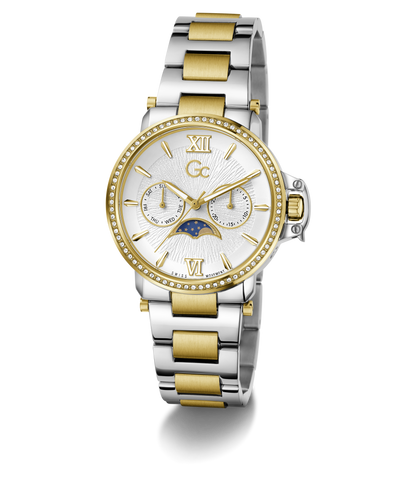 Two-tone Gc MoonChic Large Size Metal with gold and silver band on a white background