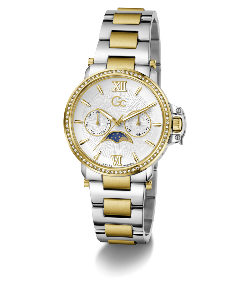 Two-tone Gc MoonChic Large Size Metal with gold and silver band on a white background