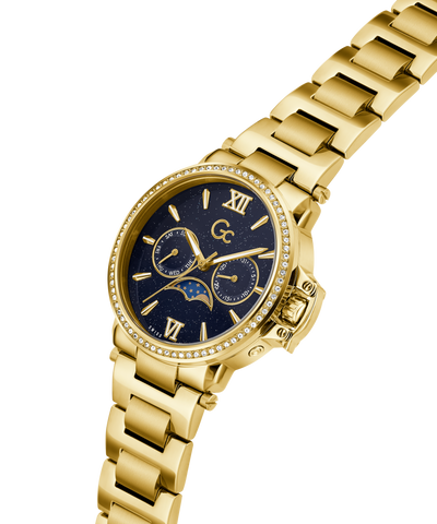 Gold Gc MoonChic Large Size Metal with a blue face on a white background lifestyle