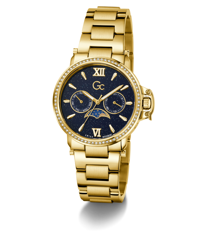 Gold Gc MoonChic Large Size Metal with a blue face on a white background