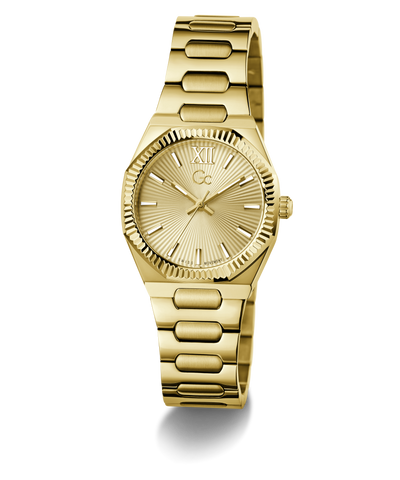 Gold Gc Prodigy Lady Mini Small Size Metal watch with a metallic band on a white background