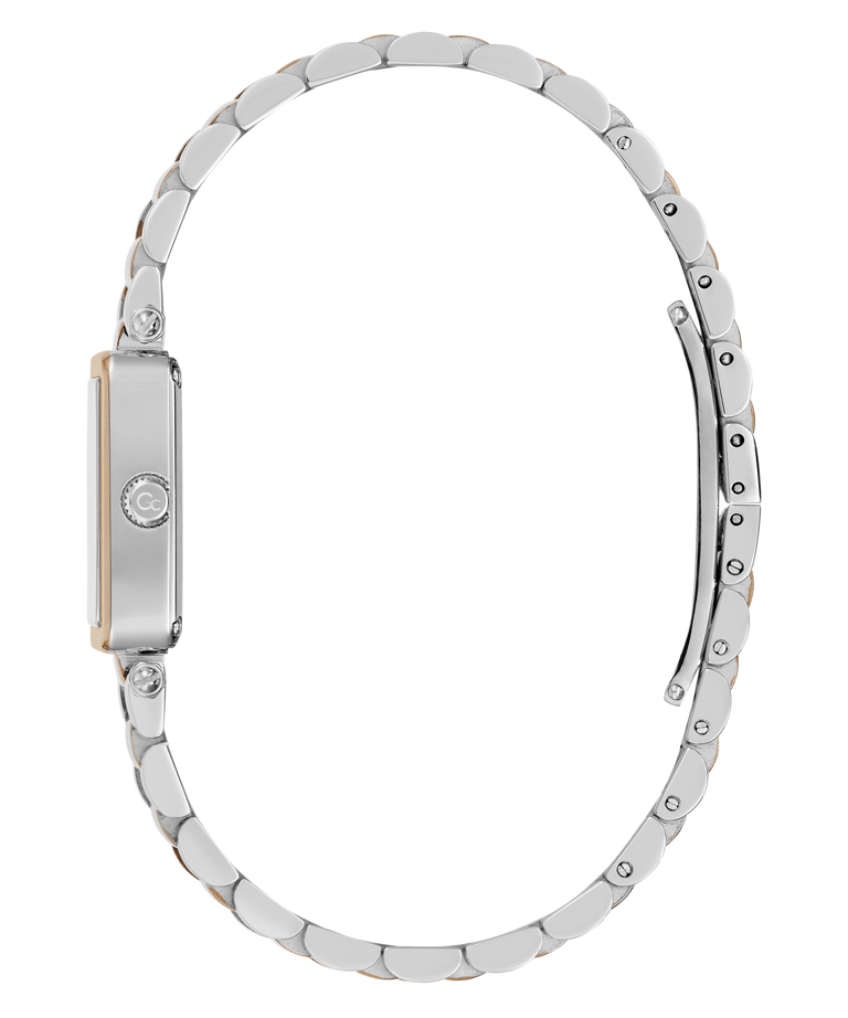 Silver Gc Plaza Mini Small Size Metal watch with a clasp on a white background