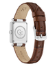 Gc Plaza Mini Small Size Leather Watch with brown leather strap and silver case on a white background