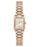 Rose gold Gc Plaza Mini Small Size Metal watch with a white face on a white background
