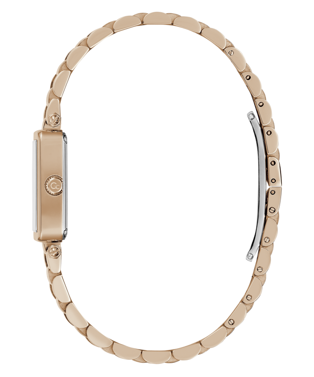 Gold Gc Plaza Mini Small Size Metal watch with a chain-like bracelet on a white background
