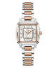 Two-tone Gc SquareCut Lady Mid Size Metal watch with silver and rose gold band on a white background